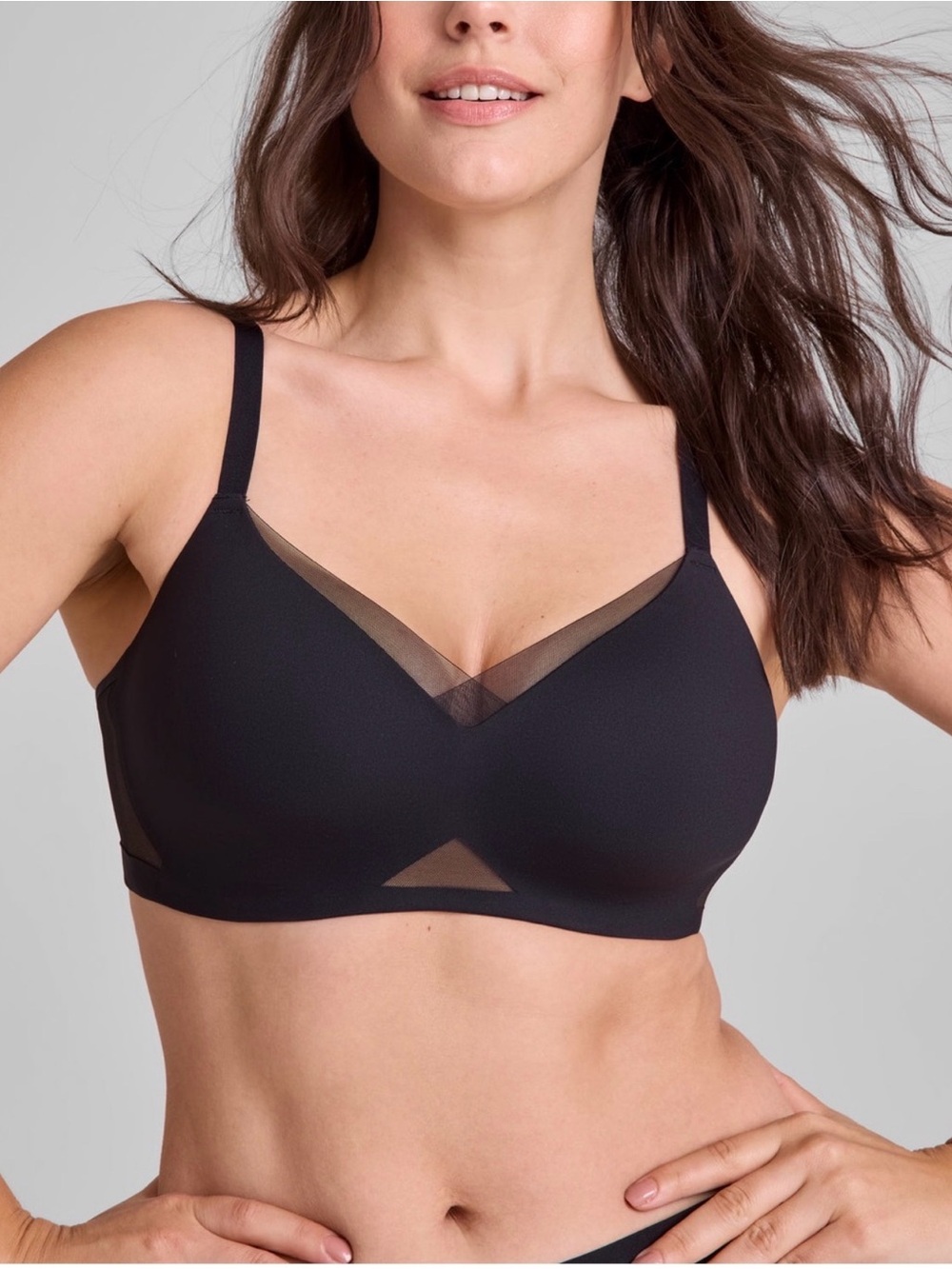 Mesh Crossover Bra Wireless Bralette Navy Blue | Honeylove | XL 38D/DD(E)
